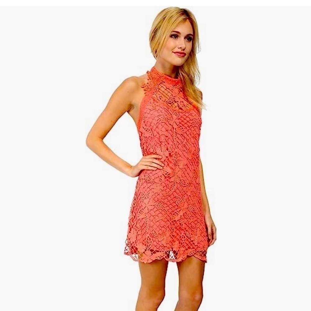 Free People Women's Snowdrop Crochet Lace Overlay Trapeze Dress (M)